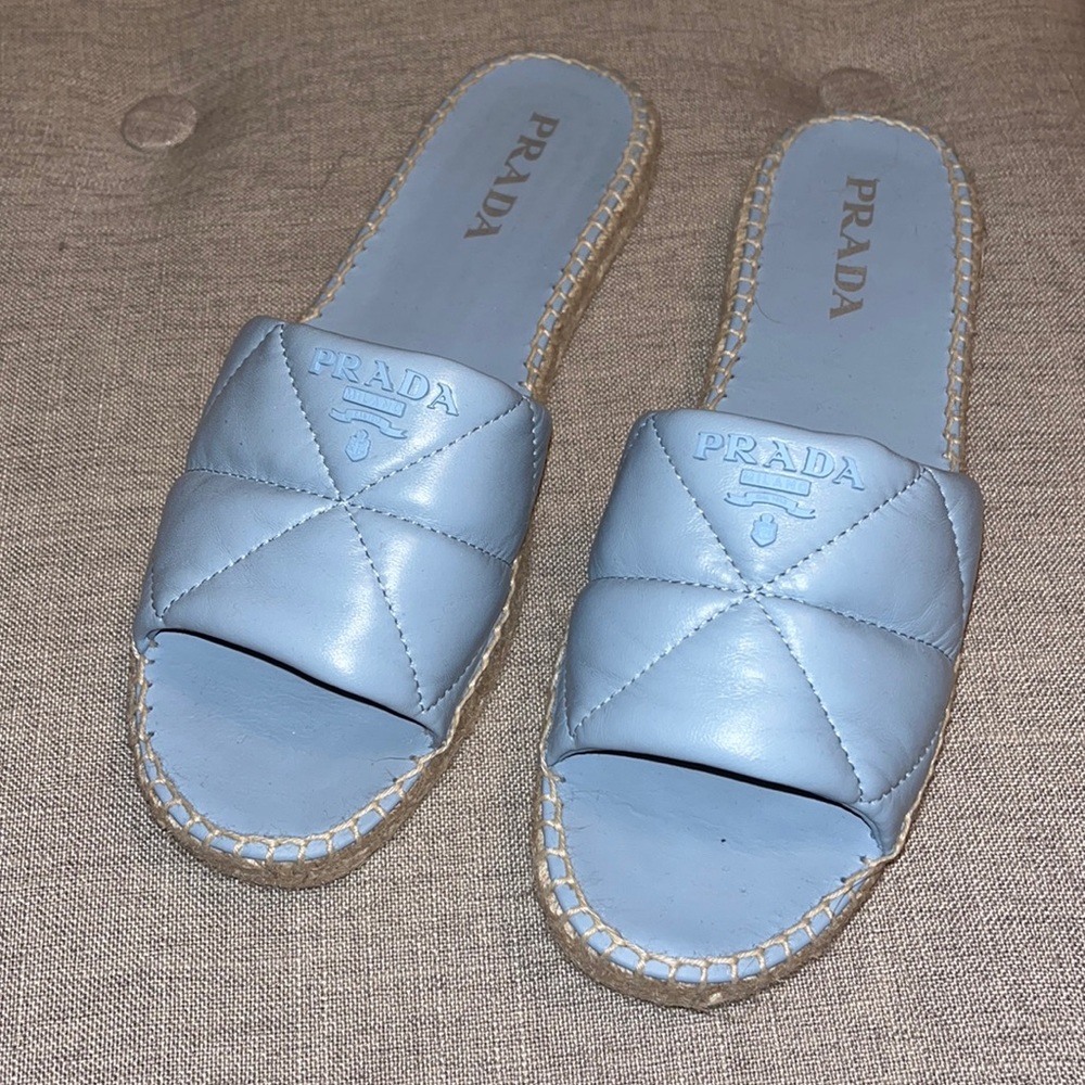 Prada Nappa Leather Quilted Slides Calzature Espadrille slides size 40